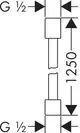 Brauseschlauch mit zylindrischen Muttern in Bronze-Optik. Teil der AXOR Produktreihe, künstlerisches Design im Badezimmerbereich.